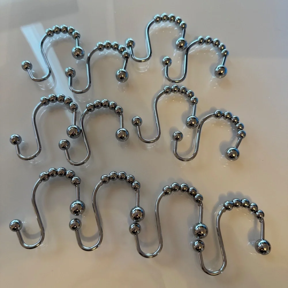 NEW SET OF 12 SHOWER RINGS (SILVER FINISH)
